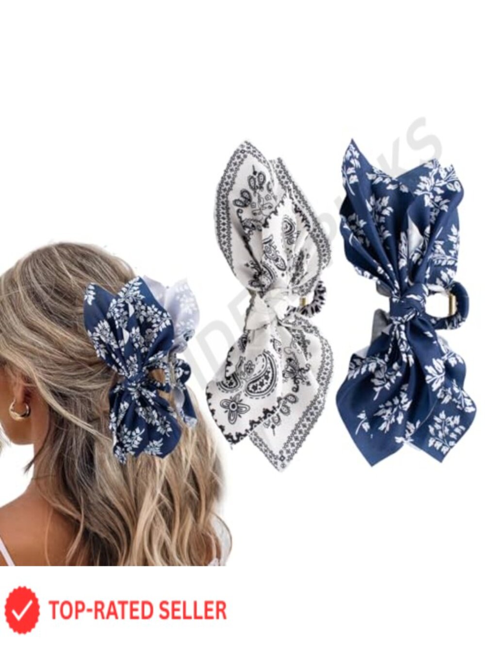 Bow Claw Hair Clips Satin Strong Hold Non-Slip 2 Pc Set